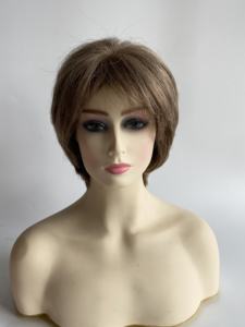 100% cru cabelo humano seda top trama costas nós invisíveis couro cabeludo natural peruca curta luz loiro destaque cores prontas para enviar - Product Image 6