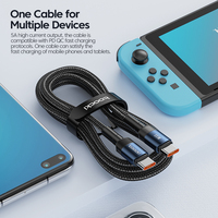 Cable de Carga Rápida Toocki PD de 60 W, Cable USB-C de Aleación de Aluminio con Sincronización de Datos de Alta Velocidad para Cargar Computadoras Portátiles, Tabletas y Teléfonos