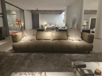 Canapé en cuir véritable de style italien de luxe, canapé droit personnalisable, meubles de salon pour la maison, l'hôtel, canapé de détente