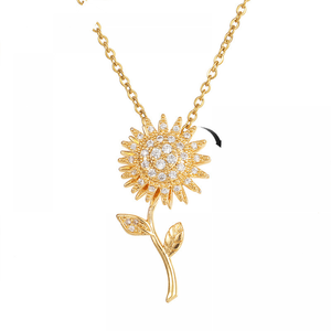 Collar de girasol giratorio de moda, cadena de clavícula de oro, collar con colgante de flor de Sol para aliviar el estrés para mujer, joyería - Product Image 6
