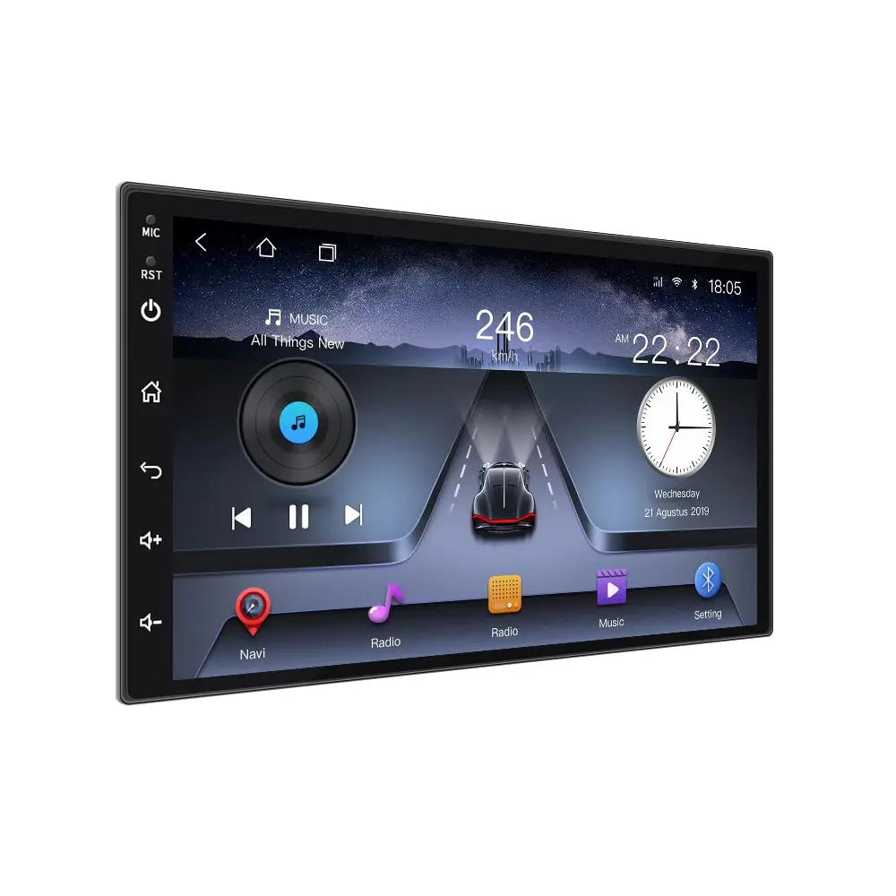 Stereo mobil 7 "layar IPS 8-Core, Android 2 + 32G 2 Din Radio mobil & Android Auto GPS 4G WIFI DSP Audio TS18