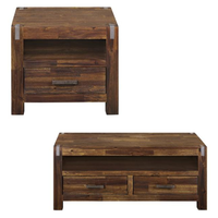 PANAMA RANGE Table basse en bois massif de haute qualité avec 2 tiroirs ouverts Ensemble de meubles de salon au design moderne Fabriqué au Vietnam
