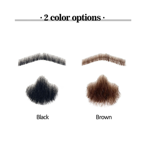 Barba e baffi finti realistici in pizzo invisibile, fatti a mano, in capelli umani, per costume da capra, all'ingrosso - Product Image 4