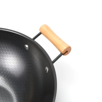 Wok antiadhésif de haute qualité 35 cm avec poignée en bois, construction en acier et aluminium, capacité 20 L, revêtement multicouche, inoxydable