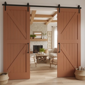 Portes coulissantes en bois massif de style artisanal américain pour cuisines, chambres et villas, ajoute une touche de sophistication - Product Image 2