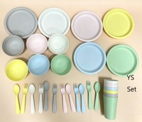 Ensemble de vaisselle pour enfants en plastique incassable, assiettes, bols, tasses, couverts pour tout-petits