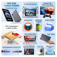 Alldocube IPlay60 Mini Turbo 8,4 pulgadas Tablet Android14 Sistema 6Gen1 8 + 8GB RAM virtual + 128GB ROM Widevine L1 4K Decodificación de video