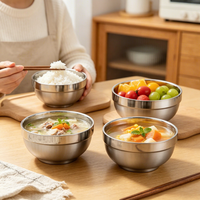Moderne Schlichtheit Umweltfreundliche Edelstahl 304 Doppelwandige Polierte Schüssel für Haushalt und Kindergarten - Nudelsuppe