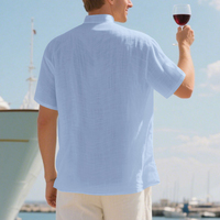 T-shirts Henley pour hommes en mélange de lin uni, col en V, patte de boutonnage, respirants, hauts d'été pour la plage, vente directe d'usine, personnalisation OEM