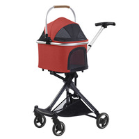 Chariot de voyage pour animaux de compagnie en métal personnalisé en usine, poussette pour chat et chien, capacité de 15 kg, léger, pliable, détachable, chariot de sortie pour animaux de compagnie