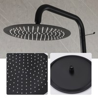 Douche extérieure en acier inoxydable noir mat avec contrôle de l'eau chaude et froide pour piscine et jardin