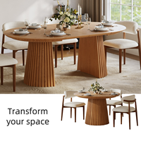 Modern Design Expandable Direct Manufacturer's Round Extendable Dining Table Wood MDF Veneer Slatted Pedestal for Home <strong>Furniture</strong>