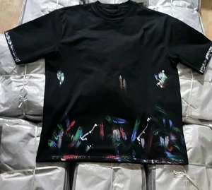Original quality 100% cotton fashion casual graffiti splatter hip-hop Belen ciaga short-sleeved T-<b>shirt</b> for men - Product Image 1