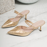 Sandales à talons hauts plissées élégantes pour femmes, grande taille, à enfiler, avec bride réglable et double mode d'emploi
