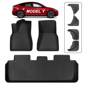 3d Acessórios Do Carro Fábrica Atacado Tpe Car Mat Impermeável Alta Qualidade Car Floor Mats Para Tesla Modelo Y Full Set