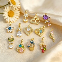 Pendentif transfrontalier, design floral estival frais, accessoires de bijoux DIY, fleur colorée simple en fer électroplaqué incrustée de zircon