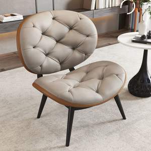 Fauteuil moderne capitonné, design semi-circulaire, rembourrage en mousse, chaise de salon, usage adulte - Product Image 4