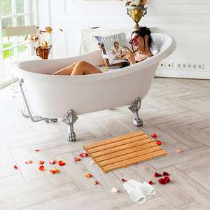Tapis de bain et de douche en bambou - Antidérapant, imperméable, intérieur/extérieur, grand tapis de sol en bois pour salle de bain - Product Image 1