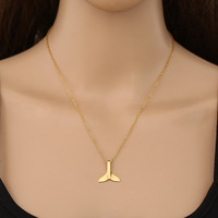 Collier pendentif queue de poisson en acier inoxydable 316L, bijou pour femme, queue de dauphin, placage or véritable PVD, accessoire étanche