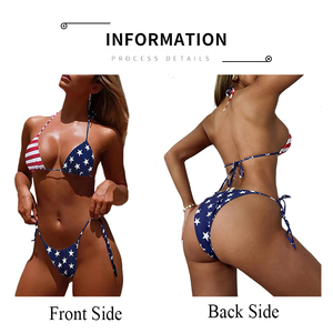 <span class=keywords><strong>Traje</strong></span> de Baño de Dos Piezas para <span class=keywords><strong>Mujer</strong></span>, Bikini con Bandera Estadounidense, <span class=keywords><strong>Traje</strong></span> de Baño Triangular con Tiras Ajustables, Tanga Sexy con Bandera - Product Image 2