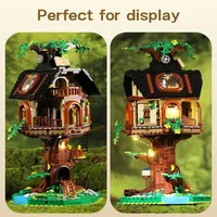 Cada C66013 1808 pièces Ensemble de blocs de construction Maison dans les arbres Bibliothèque Ville Forêt avec éclairage LED, Jouets de décoration pour la maison Friends, Cadeau