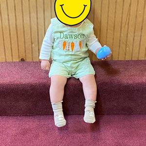 Combinaison courte pour bébé garçon pour Pâques, barboteuse Jon Jon, tenue de Pâques en seersucker personnalisée, vêtements de Pâques personnalisés pour bébé garçon, <span class=keywords><strong>1er</strong></span> anniversaire de Pâques - Product Image 3