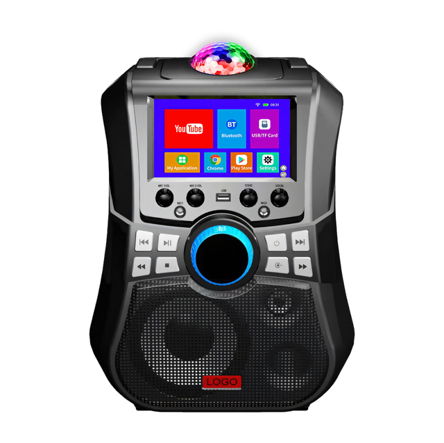 Protek All-In-One Home Karaoke System 7-inch Screen Android RGB Light WiFi Song Playing Rechargeable Battery 6.5-inch Speakers