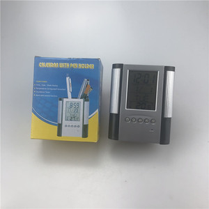 Electronic Pen Holder Clock With <b>Calendar</b> Temperature Display Plastic Square Shape Business Gift - Product Image 1