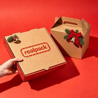 Boîte à pizza en carton ondulé de qualité alimentaire, logo personnalisé imprimé, emballage jetable, boîte d'expédition