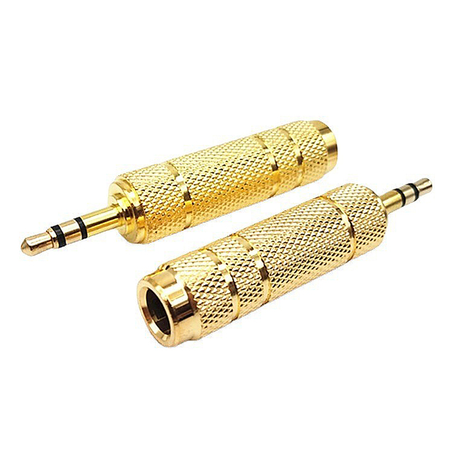 Audio Jack Mic Plug Converter Adapter Adaptor Jack 3.5MM 1/8 Male to 6.35MM 1/4 Female Stereo Headphone
