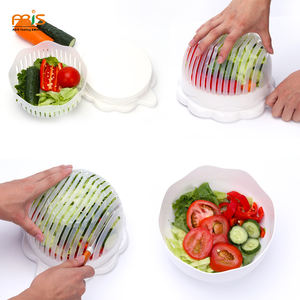 Kitchen Fruit Sand Cutter Cutting <b>Bowl</b> Mixing Salad <b>Bowl</b> <b>Plastic</b> Vegetable <b>Bowl</b> with Lid Thickened Divider - Product Image 1