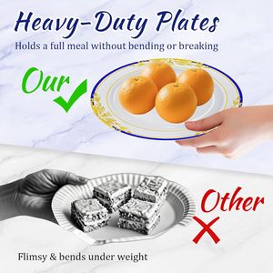 350 Assiettes en Plastique Jetables Robustes et Élégantes <span class=keywords><strong>pour</strong></span> Réceptions <span class=keywords><strong>de</strong></span> Mariage, Thanksgiving, Noël - Product Image 3