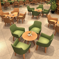 Café Restaurant Meubles En Bois Massif Loisirs Négociation Réception Salon Zone Librairie Canapé Stand Table et Chaise Ensemble