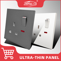 Prise murale blanche 13A à 3 broches avec interrupteur, néon, prise universelle UK SP/DP, 2 sorties USB et protection contre les surcharges d'appareils