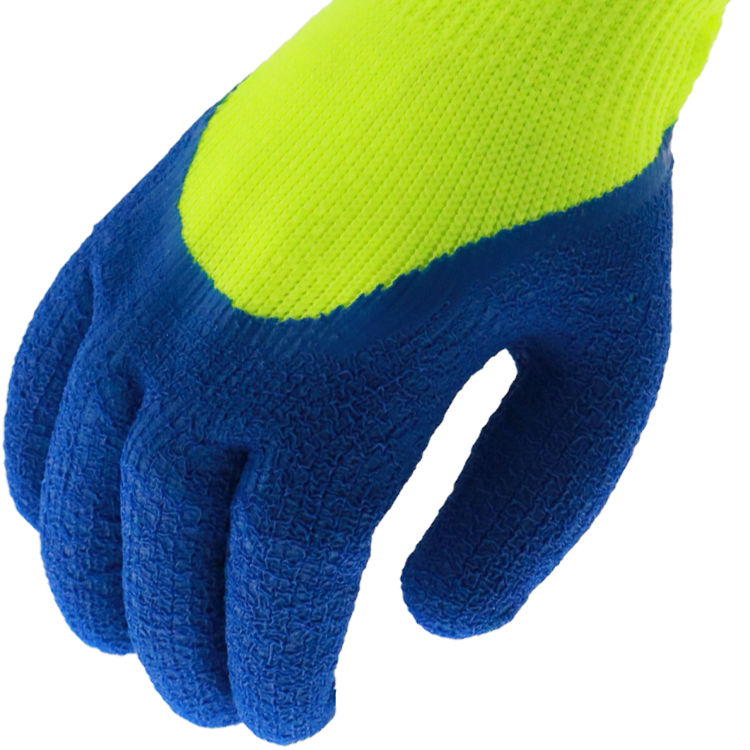 XL Size Anti-Slip Work Gloves Crinkle Latex-Coated Personal Protective Equipment with Wrinkle-Resistant Foam Latex