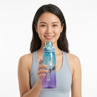 Bouteille d'eau étanche en Tritan+PP avec couvercle à ouverture rapide et paille intégrée pour adultes - Idéale pour le camping, les voyages, la gym, le sport et les activités de plein air (sûre)