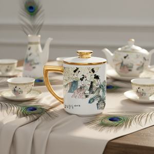 Wholesale Unique Hand-painted Vintage Porcelain Tea <strong>Mugs</strong> Handmade <strong>Bone</strong> <strong>China</strong> Cups Lids Spoons Business Gifts <strong>Large</strong> Capacity - Product Image 1