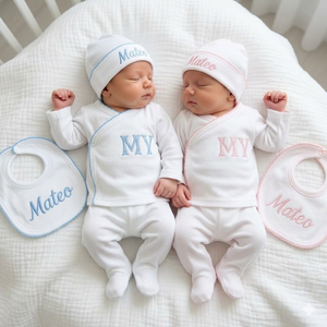 Conjunto <span class=keywords><strong>de</strong></span> <span class=keywords><strong>Ropa</strong></span> Personalizada para Bebé Recién Nacido, 100% Algodón, Regalo para Baby Shower, Invierno, Monograma - Product Image 1