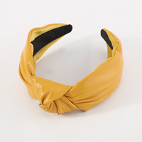 Nouvelle arrivée mode Simple bandeau en cuir métallisé français large bord haut noeud bandeau accessoire de cheveux