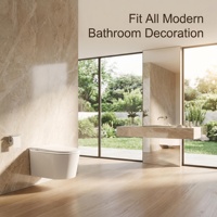 Ensemble complet de toilettes intelligentes murales en céramique avec cadre en fer, commande vocale, bouclier anti-éclaboussures, bidet, chasse d'eau à détection au pied, design moderne