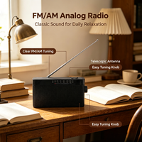 Radio portable AM/FM de type pointeur, récepteur compact noir élégant avec antenne télescopique et poignée de transport