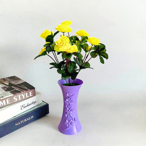ดอกกุหลาบประดิษฐ์ขนาด 36 ซม. จัดในแจกันสีม่วง สำหรับตกแต่งบ้าน - Product Image 3