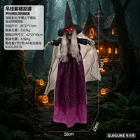 Décoration d'Halloween : Sorcière Animatronique Suspendue, Activée par le Son, Yeux Lumineux, Bras Mobiles, Effrayante pour Maison Hantée et Salle d'Évasion