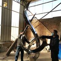 Sculpture abstraite élégante en acier inoxydable poli RELONG, art métallique contemporain pour l'extérieur