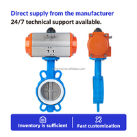 Vanne papillon pneumatique d'arrêt d'urgence en fonte ductile PN16 GGG50, revêtement époxy, siège EPDM, fermeture rapide, action rapide, pour eau