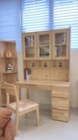 Bureau en bois massif avec bibliothèque et étagère intégrées, ensemble de table d'étude pour enfants, bureau d'écriture pour étudiants pour chambre à coucher et usage domestique