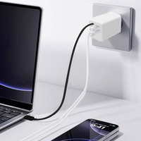 Cargador Rápido de 45W con Cable Retráctil, Enchufe Europeo, Carga USB-C PD para Teléfono Móvil, Portátil, Reloj Inteligente, Cargador de Pared de Fábrica OEM