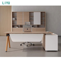 Bureau de direction contemporain moderne Liyu, mobilier de bureau de luxe en forme de L, convertible, extensible, en bois, table de PDG/directeur