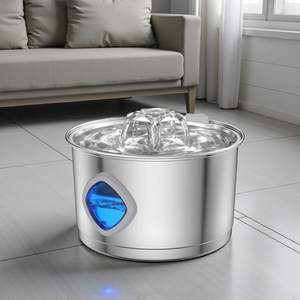 360ทำจากสเตนเลสสตีลปั๊มน้ำสำหรับสัตว์เลี้ยงและแมวที่เงียบมากมีไฟ LED หน้าต่างระดับน้ำโลโก้ - Product Image 1