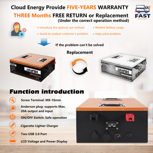 LiFePO4バッテリー12V300Ah 3.84kWhディープサイクル、より長いランタイム、内蔵100A BMS、6000サイクル、10年の寿命 - Product Image 3